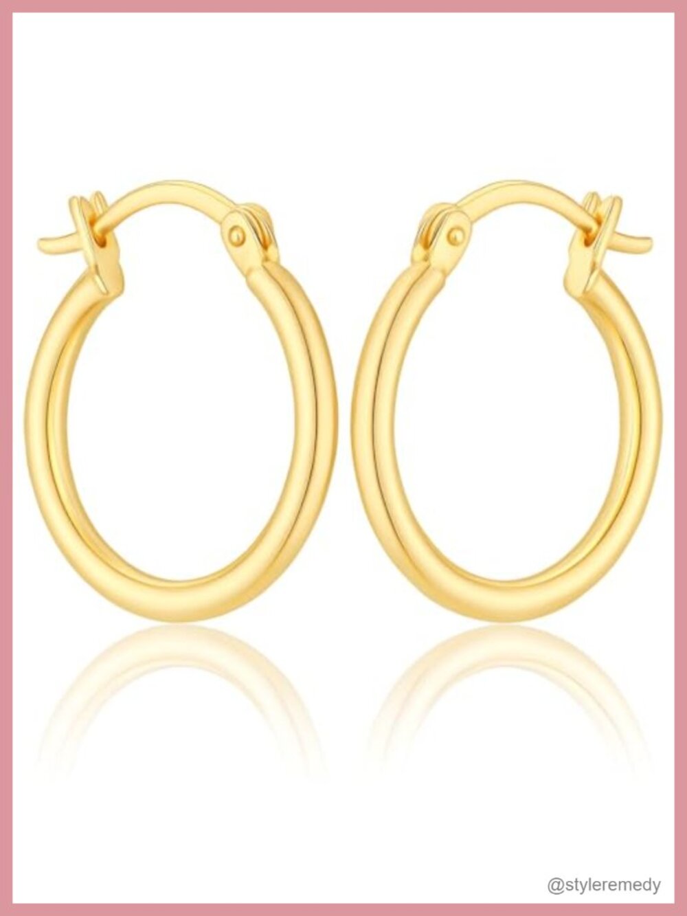 14K Gold Plated Huggie Hoop Earrings 16mm Small Minimalist